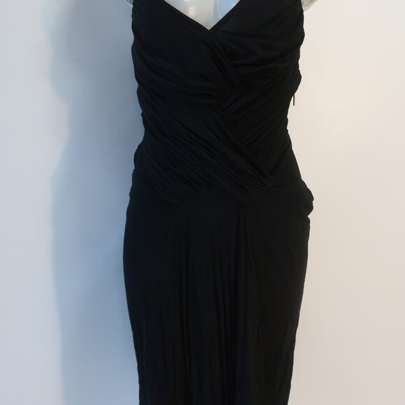 Womens Roberto Cavalli Black Ruched Dress W/Gold Hardware 42/S - Picture 2 of 14